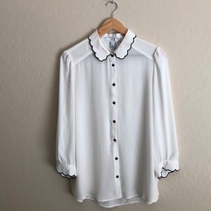 Elegant Scalloped Button Up